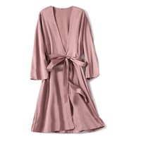 Satynowy szlafrok kobiecy intymny bielizna nocna jedwabisty ślubny prezent ślubny Casual Kimono szlafrok koszula nocna seksowna piżama